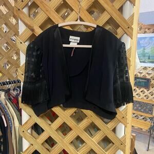 Vintage‎ Perceptions Black Fringe Sleeve Jacket